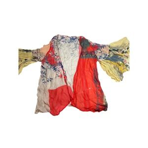 Floreat Anthropologie Mixed‎ Floral Paisley Kimono Cardigan Pleated Bell Sleeves